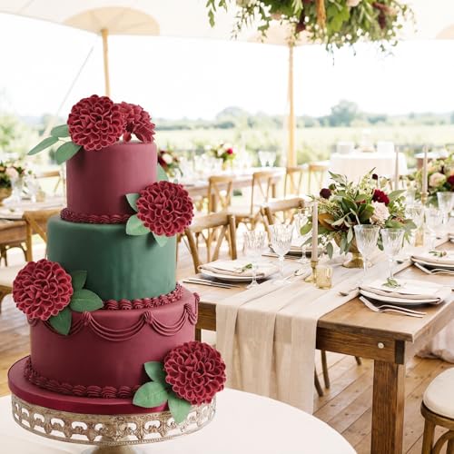 25Pcs Burgundy Foam Dahlia Flowers Real Looking Faux Dahlias Artificial Flower Heads Bulk for Crafts Wedding Centerpieces Party Home Floral Arrangements (Burgundy) - color: Burgundy