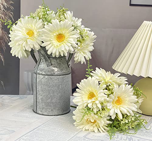 TOPIA Fake Flowers Artificial Gerbera Daisies Bouquet Silk White 10 Stems Match with Wild Flowerets