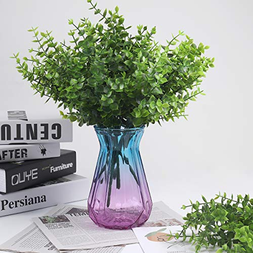 RECUTMS 8 Bundles Artificial Eucalyptus Artificial Grasses Fake Greenery Boxwood Stems Fake Plants and Greenery Springs for Farmhouse,Home,Garden,Office,Patio,Wedding and Indoor Outdoor(Eucalyptus) - color: Eucalyptus, size: 8 Pcs