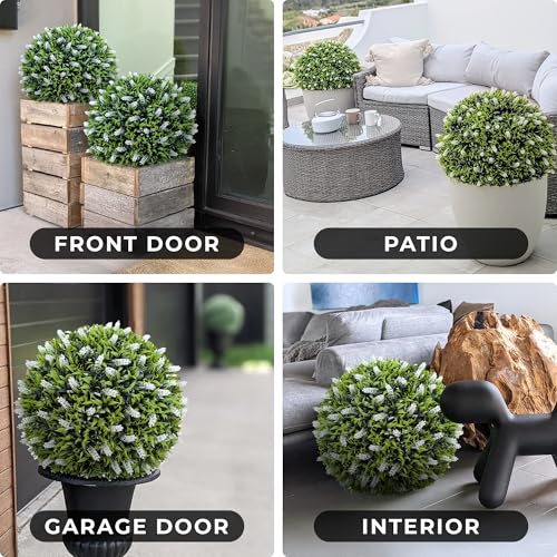 365 Curb Appeal 23" XL Lilac Topiary Balls (White Lilac, 2 Topiary Balls (4 Halves)) - color: White Lilac, size: 2 topiary balls (4 halves)