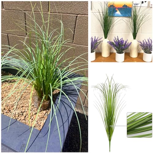 CATTREE Artificial Plants Fake Wheat Grass Shrubs, Faux Greenery Plastic Bushes Tall Stems for Outdoor Indoor Wedding Christmas Decoration Office Yard Table Arrangements Planter Filler Decor 8 Pack - color: Wheat Grass - Green - 8 Pack