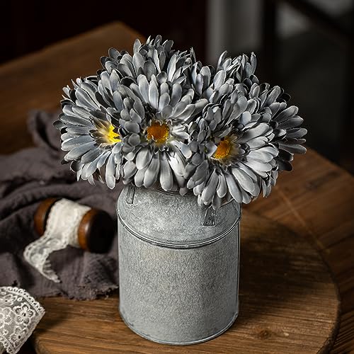TOPIA Artificial African Daisies Flowers African Daisy Silk Flowers Artificial Gerbera Daisies Pack of 10 (Grey) - color: Grey, size: 10pcs
