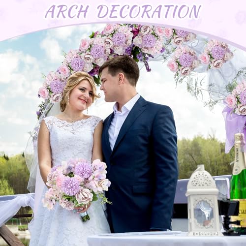 Lyrow 8 Pcs Peony Artificial Flowers Fake Silk Hydrangea Bouquet Elegant Peony Flowers for Wedding Decoration Faux Realistic Floral for Home Party Table Centerpieces Arrangement (Light Purple) - color: Light Purple