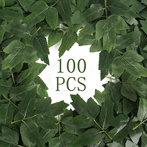 Fake Leaves, 100pcs Artificial Peony Leaves Artificial Craft Leaves with Stems for DIY Wedding Bouquets Centerpieces Party Decorations - color: 3-leaf Peony Leaves