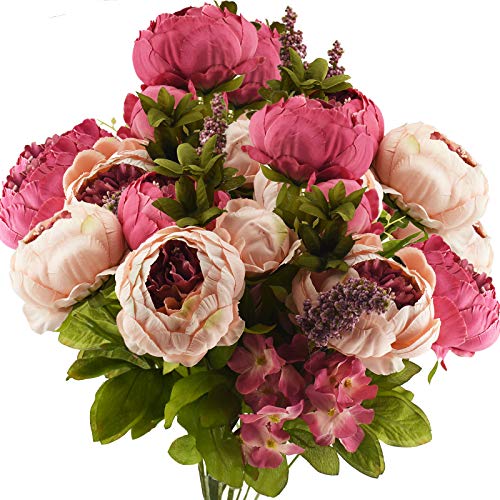 FiveSeasonStuff Vintage Artificial Peonies Silk Peony Flowers and Hydrangeas for Wedding Bridal Home Décor – Beautiful Floral Centerpiece Arrangement Decoration with 2 Bouquets (Mixed Pink) - color: Mixed Pink
