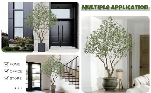 Roselywed Artificial Olive Tree 8.2FT with 3342 Leaves & 136 Olive Fruits Deluxe Tall Large Faux Silk Plant 98 Inch Black Pot for Indoor Home Office Porch Mall Hotel School Decor Housewarming Gift - size: 8.2ft