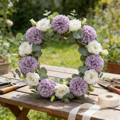 Kimura's Cabin 20pcs Fake Mums Flowers Artificial Chrysanthemum Faux Silk Ball Flowers Bouquets for Wedding Party Home Table Core DIY Decoration (Purple - color: Light Purple