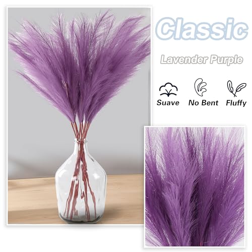 12 Pcs Lavender Purple Faux Pampas Grass Decor 38"/3.1FT Tall Fake Pompas Floral Large Artificial Pompous Grass Branches Plants for Floor Vase Filler Home Boho Decoration - color: Lavender Purple