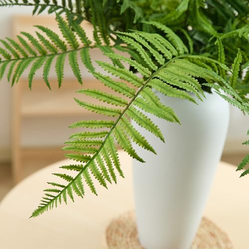 30" Fake Ferns Plants with 24 Fronds Faux Boston Fern Realistic Artificial Greenery Stems for Vase Home Decor Indoor 2Pcs