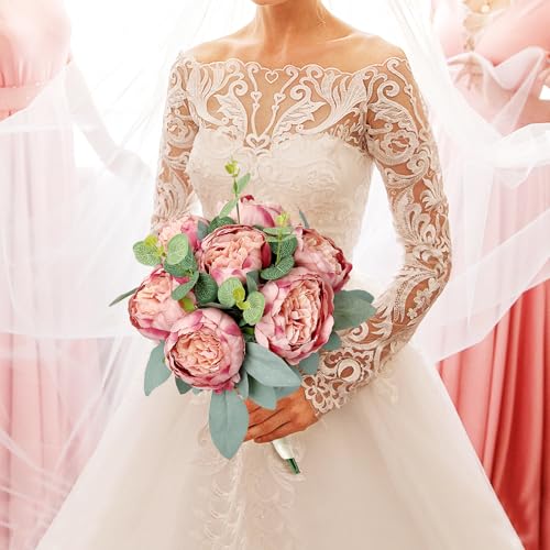 50Pcs Artificial Peonies Flowers, 4’’ Dusty Pink Peonies Fake Flowers Heads for Table, Faux Silk Peony Arrangements for Wedding, Valentine, Engagement, Party, Coffee, Dining Decorations - color: Dusty Pink