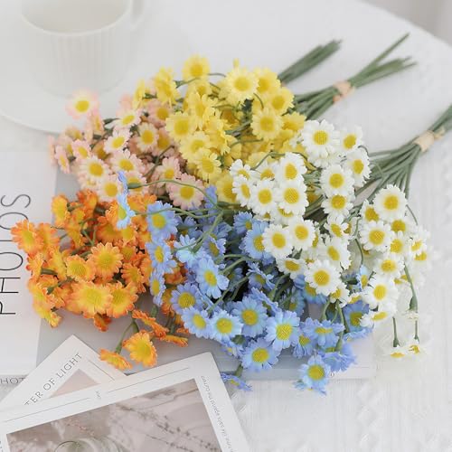 6 Stems Artificial Bouquet Decor Bundle Small Flowers Decorative Flower Set for Home Table Shelf Display, Purple - color: Purple