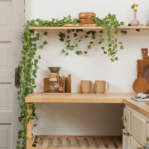 CQURE 14 Pack 98Ft Artificial Ivy Garland,Ivy Garland Fake Vines UV Resistant Green Leaves Fake Plants Hanging Vines for Home Kitchen Wedding Party Garden Wall Room Decor