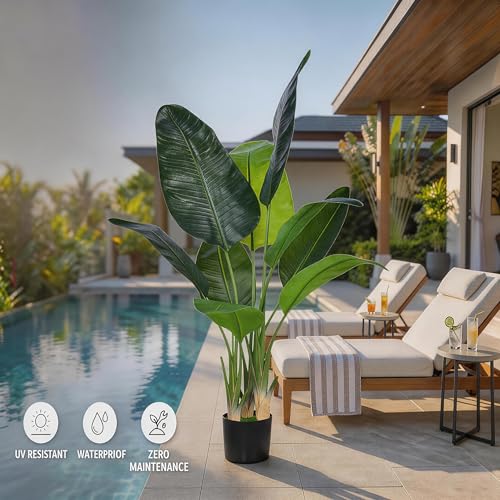 Artificial Bird of Paradise Plant Fake Tropical Palm Tree for Indoor Outdoor, Perfect Faux Plants for Home Garden Office Store Decoration (H 120cm) - size: Bird of Paradise 120cm