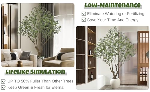 Roselywed Artificial Olive Tree 8.2FT with 3342 Leaves & 136 Olive Fruits Deluxe Tall Large Faux Silk Plant 98 Inch Black Pot for Indoor Home Office Porch Mall Hotel School Decor Housewarming Gift - size: 8.2ft