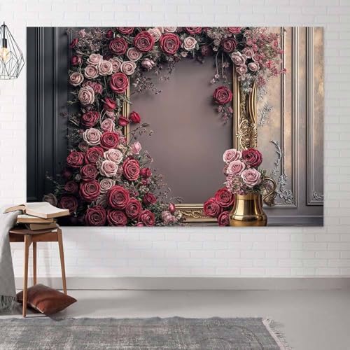 10X8ft Wedding Rustic Barn Door Photography Backdrop Vintage Wood Board Pink Purple Rose Flowers Bridal Anniversary Party Photo Shoot Decor Props - color: Multi7, size: 10X8ft