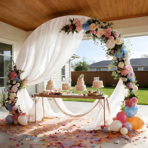 White Wedding Arch Draping Fabric Shimmery Sheer Drapes 2 Panels Extra Long Backdrop Curtains for Wedding Anniversary Party Summer Outdoor Events 4th July Drapery Backgrounds, 31" x 20 ft - color: White, size: 240" L x 31" W (2 Panels)