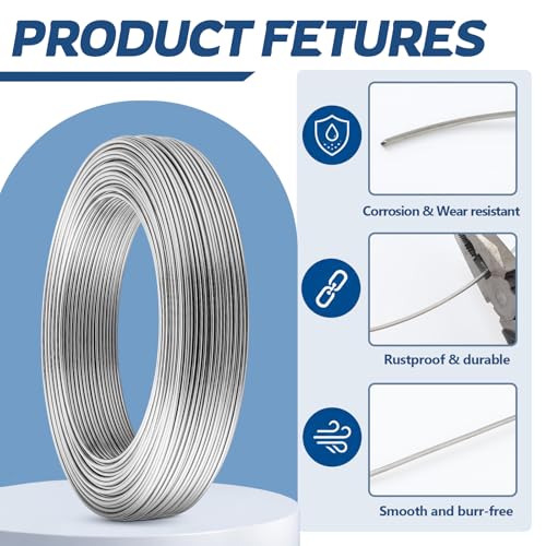 Pelopy 12 Gauge 304 Stainless Steel Wire 100 FT Metal Wire Armature Bendable Armature for Sculpting Dolls Floral Jewelry Making Weaving DIY Crafts, Silver - size: 12 Gauge,100ft