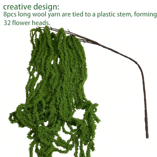 8pcs Artificial Yarn Amaranthus 22" Faux Yarn Lover Tears Fake Hanging Green Plants for Floral Arrangement Vase Bouquets Home Office Wedding Decor(Green) - color: Green, size: 8pcs