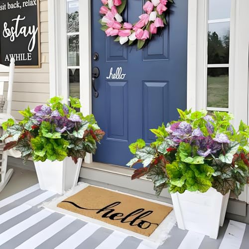 Artificial Plants for Outdoor Porch Planters, Fake Realistic Heuchera Greenery UV Resistant Faux Look Real Silk Shrubs Bushes for Outside Patio Pots Spring Summer Decor, 6 Bundles - color: 4 Mixed Color