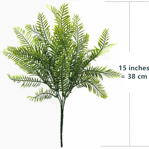 Fake Boston Fern Plants Artificial Ferns Plastic Bushes Green Plant Decor Faux Shrubs UV Resistant Greenery for Outdoor Garden Indoor Home Pot Planter Filler Wedding DIY Decoration 4 Bundles - color: Boston Ferns/ 4 Pack