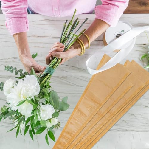 BEISHIDA 100 Pcs Single Rose Sleeve Bouquet Bags Kraft Paper Flower Bouquet Wrapping Paper Clear Single Flower Sleeve Rose Packaging For Mother's Day,Graduation,Wedding,Valentine's Day(15.7 X 4.7) - color: single-kraft-clear
