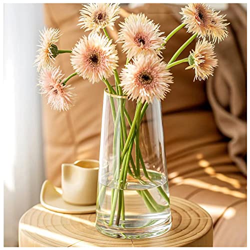 Moden Trapezoid Glass Vase with Gold Mouth for Centerpieces Home Wedding Decoration (1, Small 4.7" x 8.7") - size: Small 4.7" x 8.7"