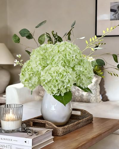 DuHouse 4Pcs Large Hydrangea Artificial Flowers,20 inch Latex Real Touch Hydrangeas Lifelike Hydrangea Flower for Home Wedding Bouquets Centerpieces Party Living Room Decoration(Light Green) - color: Light Green, size: 4pcs