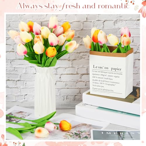Lyrow 30 Pcs Tulips Artificial Bouquet Flowers Faux Tulips for Home Kitchen Wedding Decorations,Gift Idea for Easter Decor Mother's Day Birthdays(Multi Colors) - color: Multi Colors