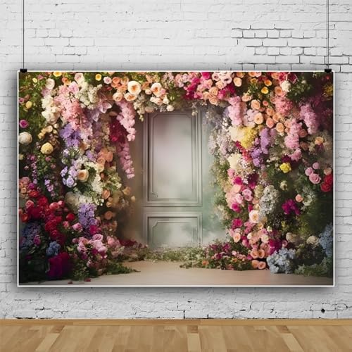 Wedding Flowers Backdrop White Red Pink Rose Flowers French Style Frame Wall Nature Garden Flower Backgrounds for Bridal Shower Wedding Ceremony Birthday Party Photo Booth Props Vinyl 5x3ft - size: 5x3FT