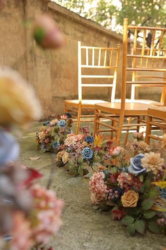YYHUAWU Artificial Flowers Combo Set Fake Flower Leaf Box with Stems for DIY Wedding Bouquets Centerpieces Flower Arrangements Decorations Baby Shower Party Home Decorations - color: Blue & Brown