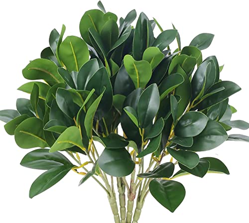 8Pcs Artificial Silk Greenery Fake Eucalyptus Leaves Stems Faux Shrubs Plants Stems Real Touch Floral Greenery for Vase Home Indoor Garden Window Box Wedding Courtyard Outdoor Decor - color: 8pcs Artificial Greenery
