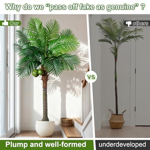 Large Artificial Palm Tree Big Faux Tropical Phoenix Trees Indoor Outdoor Realistic Floor Plants Tall Fake Plant for Modern Home Living Room Office Decor Porch Outside Patio arboles para decoracion - color: Single Pole Palm Tree, size: 6ft