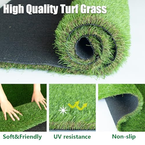 Petgrow Luxurious Artificial Grass Realistic Turf 1 X 11 Feet,1.57 Inch Pile Height Ultrathick Indoor/Outdoor Dog Fake Faux Grass,Synthetic Grass Rug Garden Landscape Patio,Drainage Holes - size: 1 X 11 Feet