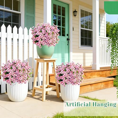Artificial Flowers 12 Bundles, Faux Daisy and Eucalyptus Greenery Stems for Outdoor Indoor Decor - Fake Plants for Home, Garden, Patio, Porch Decoration - color: Pink