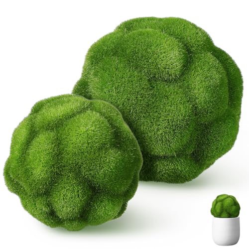 Angoily Greenery Mossy Ball 4.72 Inch Artificial Green Moss Orbs for Home Garden Office Simulated Lightweight Fade-Resistant Moss Balls Decorative Bowl Display and Event Ornament Moss Decor
