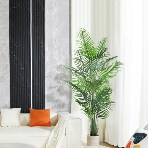 ANTING Artificial Areca Palm Plant Faux Tropical Tree 6.1FT, Fake Palm Tree Indoor Decor with 15Trunks for Home Office Garden Hotel Decor Gift（1pack）