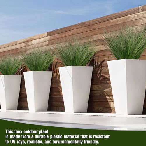 Ttranewsoo 24PCS Realistic Minimalist Artificial Grass, Green, 17 inches, Plastic, Perfect for Indoor and Outdoor Decoration - color: Dark Green24