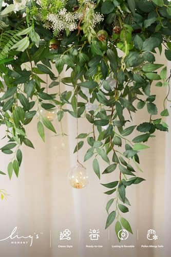 Ling's Moment Rosa Banksiae Artificial Vines, Pack of 7 Silk Greenery Garlands with Hanging Faux Laurel Leaves for Table Centerpieces, Wedding Arches & Floral Filler Arrangements