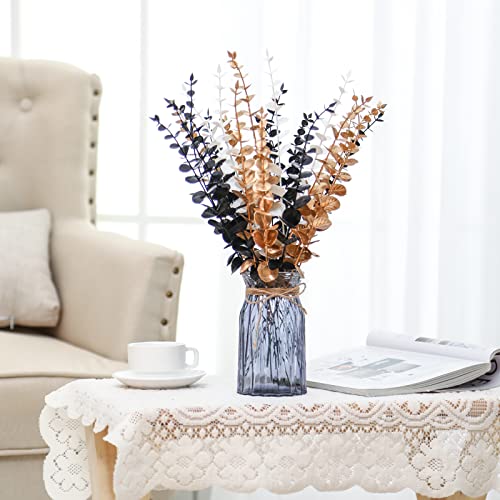Yinder 24 Pcs Eucalyptus Flowers Artificial Stems Faux Halloween Flowers Eucalyptus Branches Stems Fake Leaf Plants for Wedding Flower Home Farmhouse Decor (Vivid Color) - color: Vivid Color
