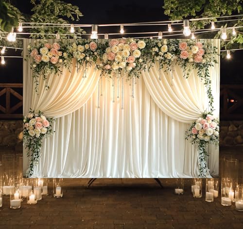IndoTribe White Floral Wedding Decorations Backdrop 6x4ft – Flower Wall Backdrop for Photoshoot, Wedding, Anniversary Banners, Birthday, Baby Showers – Floral Printed Cloth Fabric