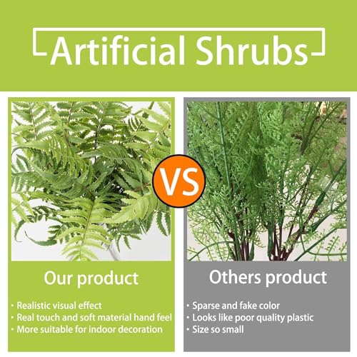 GnFlus 19" Artificial Boston Fern Plants Large Fake Greenery Shrubs 2 Pcs UV Resistant Faux Plant Bushes for Home Garden Office Farmhouse Indoor Outdoor Decor, Green - color: Greenery-2