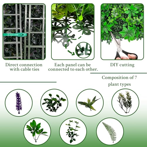 ODTORY Artificial Greenery Wall Panels: 20''x 20'' 8P UV-Anti Faux Greennery Grass Wall Privacy Backdrop Fence Screen for Garden Fence Covering Privacy, Outdoor Indoor Home Decor - size: 20”X20“ 8P