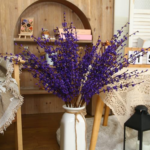 5Pcs Long Stem Jasmine Purple Flowers Artificial, 29.5"/75cm Table Flower Decor Faux Jasmine Bouquet for Wedding Bride Shower Party DIY Floral Art Arrangements Decoration - color: Purple, size: 5 PCS
