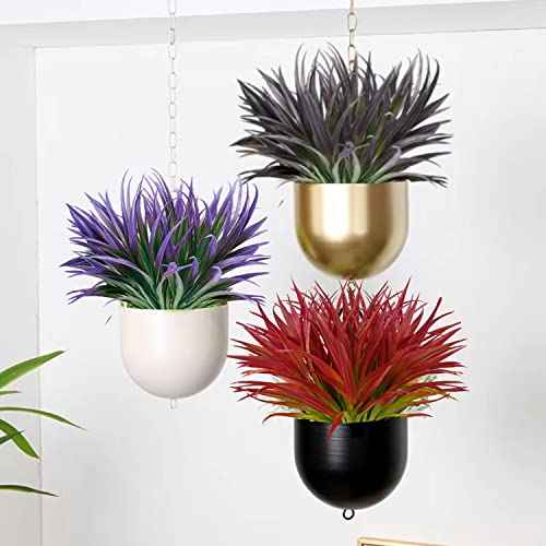 8 Pcs Outdoor Fake Plants UV Resistant Artificial Tall Grass Plants Faux Tropical Flowers Bushes Fall Winter Summer Planters Yard Patio Front Porch Décor Plastic Greenery Shrubs Decoration - color: Light Purple Grass Plant, size: 8pcs