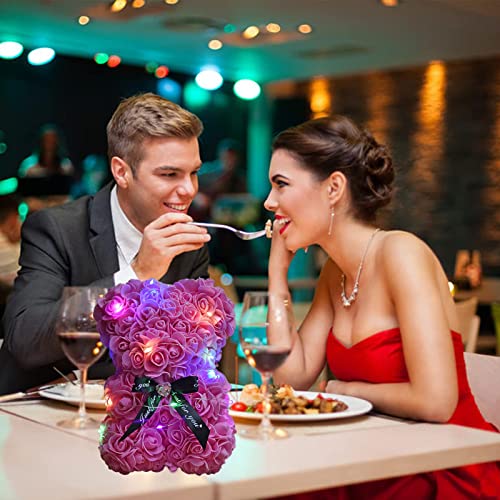 Lgv Flower Rose Bear,Romantic Gift for Valentine's Mother's Day, Christmas, Birthday,Girl Friend Her Mom Female Wife with Artificial Heart-Shaped Diamonds Pink - color: Pink