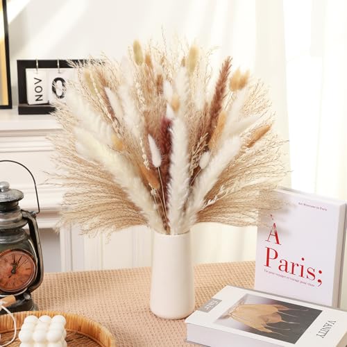 99pcs Pampas Grass Bouquet Dried Flowers for Boho Wedding and Home Decor Rustic Pampas Grass Arrangement( 17inch ) - color: 99pc Pampas Gress