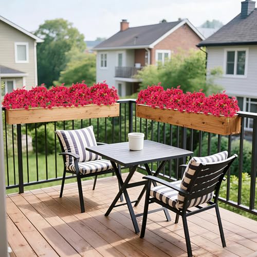 12 Bundles Artificial Flowers for Outdoor Fake Plastic Flowers Faux Plants for Decoration Hanging Planters Indoor Outside Garden Porch (Rose Red) - color: Rose Red-12 Bundles
