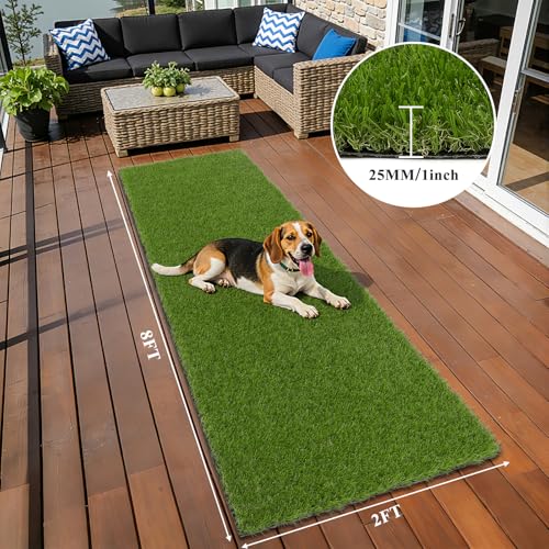 HEBE Artificial Grass Turf Rug 2'x8', Fake Grass Mat with Drainage Holes | Washable Reusable Turf Carpet Runner Dog Pee Grass Pads for Dogs Potty, Lawn, Balcony, Indoor Outdoor - size: 2' x 8'