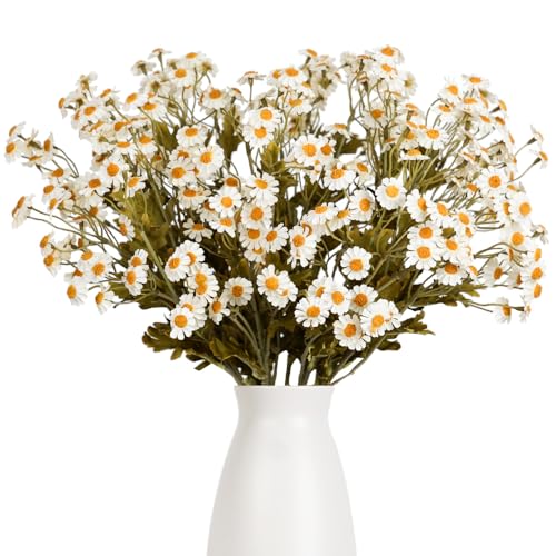 Melorca&Guilla Artificial Flowers Fake Flowers,6PCS 20" Faux Floral Stems for Vase, Artificial Flowers Faux Flower Arrangements for Wedding Party Shop Garden Office Home Décor - color: White Chamomile
