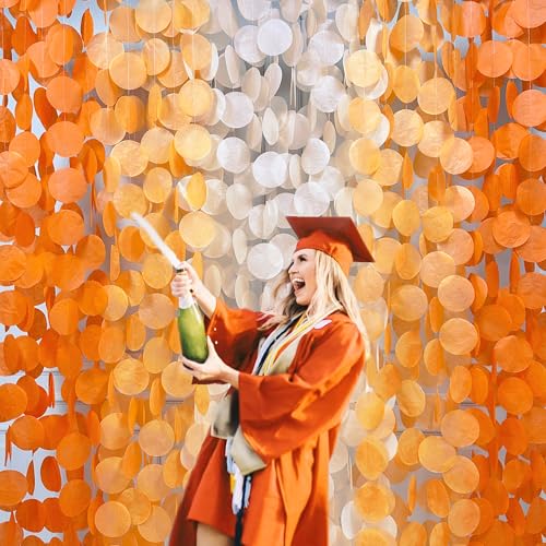 192 Ft Orange Party Decorations Ombre Orange Big Circle Dots Backdrop Streamer Tissue Paper Polka Dots Hanging Garland for Birthday Engagement Wedding Fall Autumn Harvest Thanksgiving Party Supplies - color: Ombre Orange
